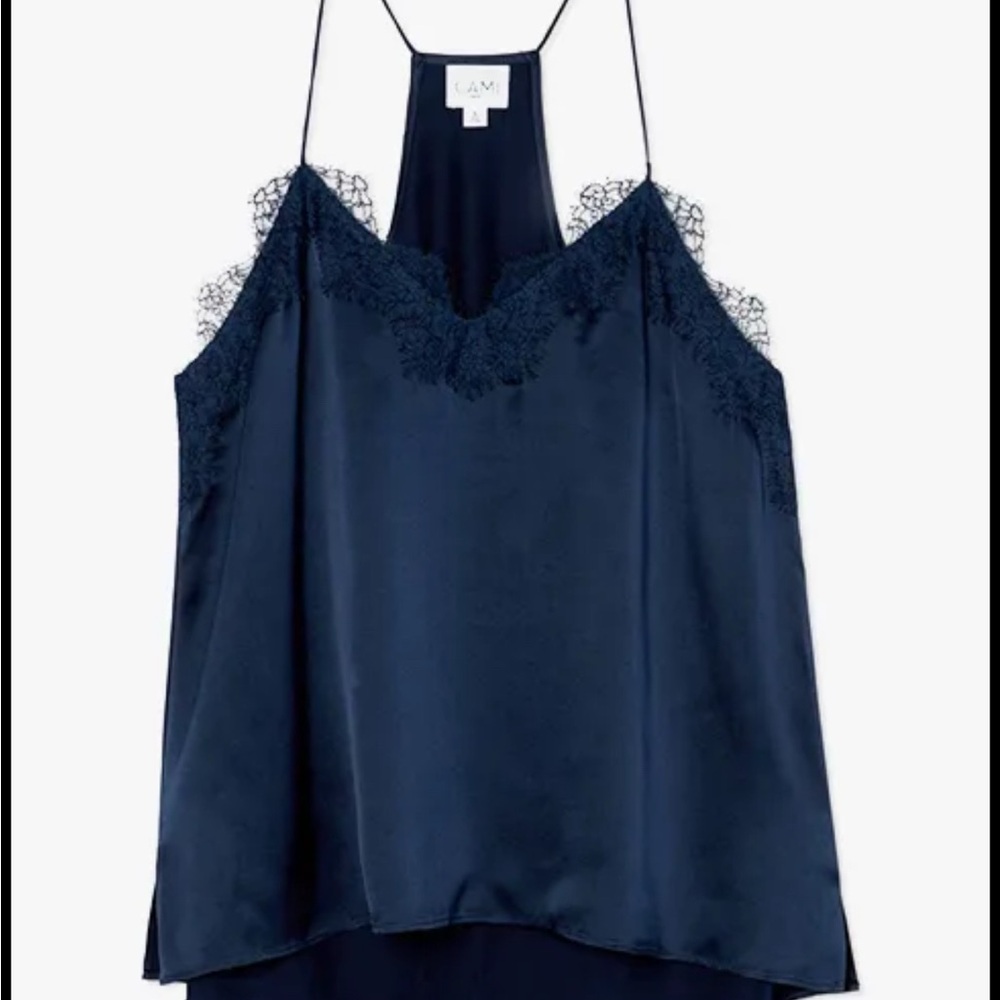 Cami NYC Silk Lace Top in Navy